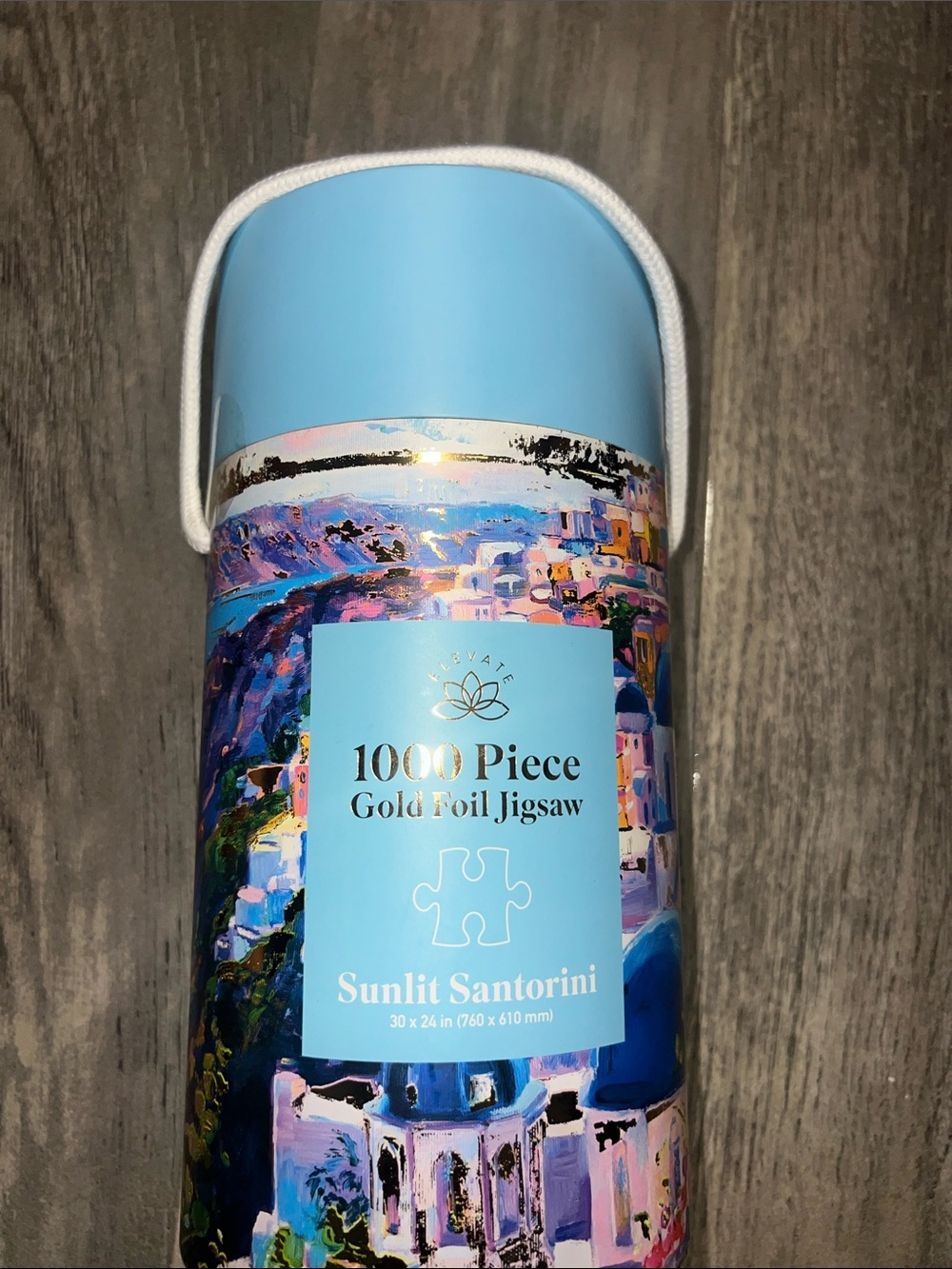 Sunlit Santorini 1000-Piece Gold Foil Jigsaw Puzzle - Light Blue